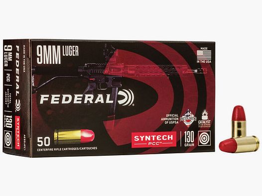 Federal Syntech PPC 9mm Luger 130GR SJFN 50 Patronen