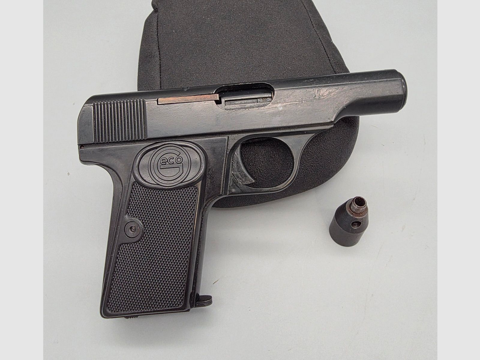 Muy raro coleccionista Geco Mod. 1910 cargador PTB 421 PAK 8mm detonación modelo Browning FN 1910