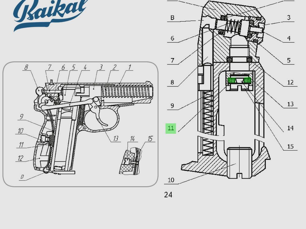 Kapseldichtung fĂĽr die CO2 Baikal Pistole MP654k Makarov, Ersatzteil