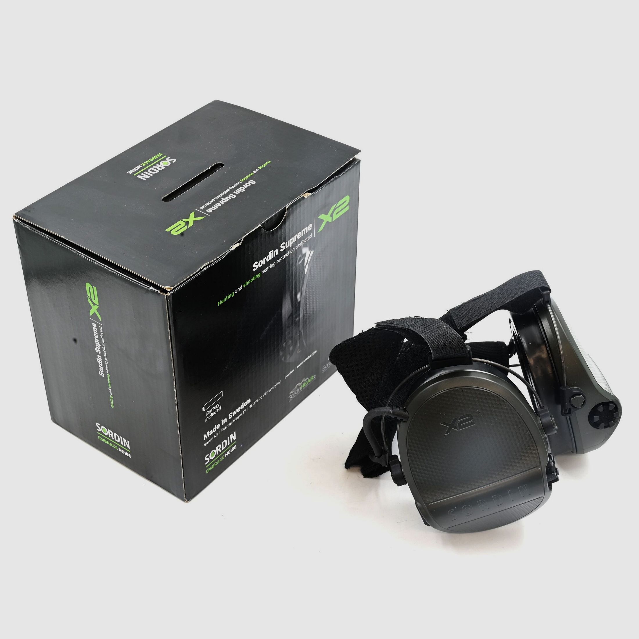 Gehörschutz Sordin Supreme X2 Neckband, Grün, SNR 29, NRR 23, mit Gel Ohrpolstern