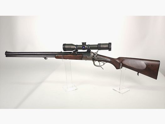 Suhler Jagdhütte Hahn-Bockbüchsflinte 5,6x52 R / 16/70 con Zeiss Duralyt 2–8x42