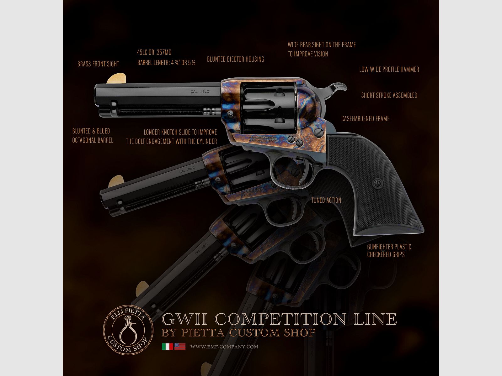Pietta 1873 SA COMPETITION LINE GWII (Great Western II) KAL. 357MAG. SHORT STROKE