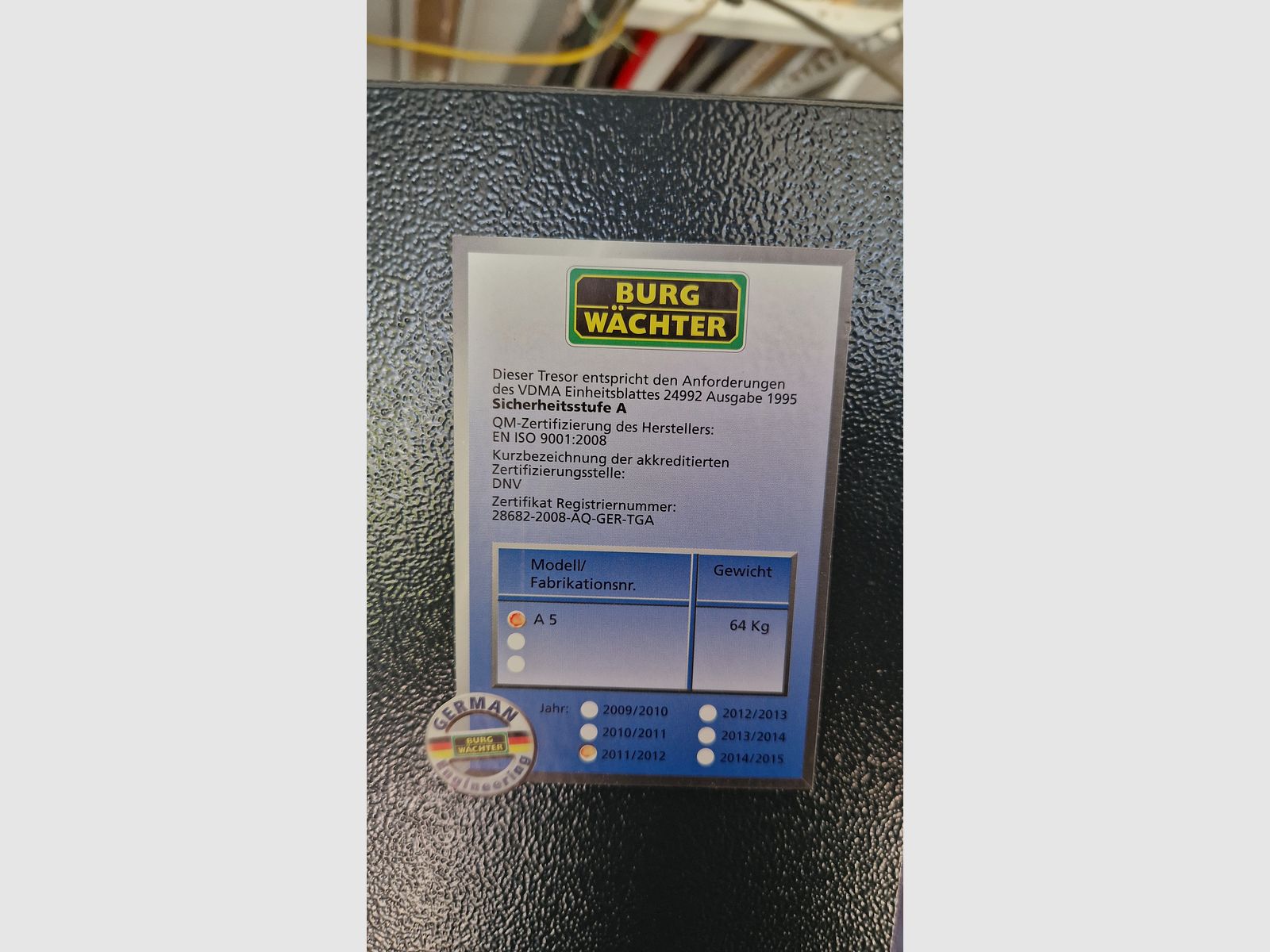 Langwaffenschrank Burg Wächter A 64kg