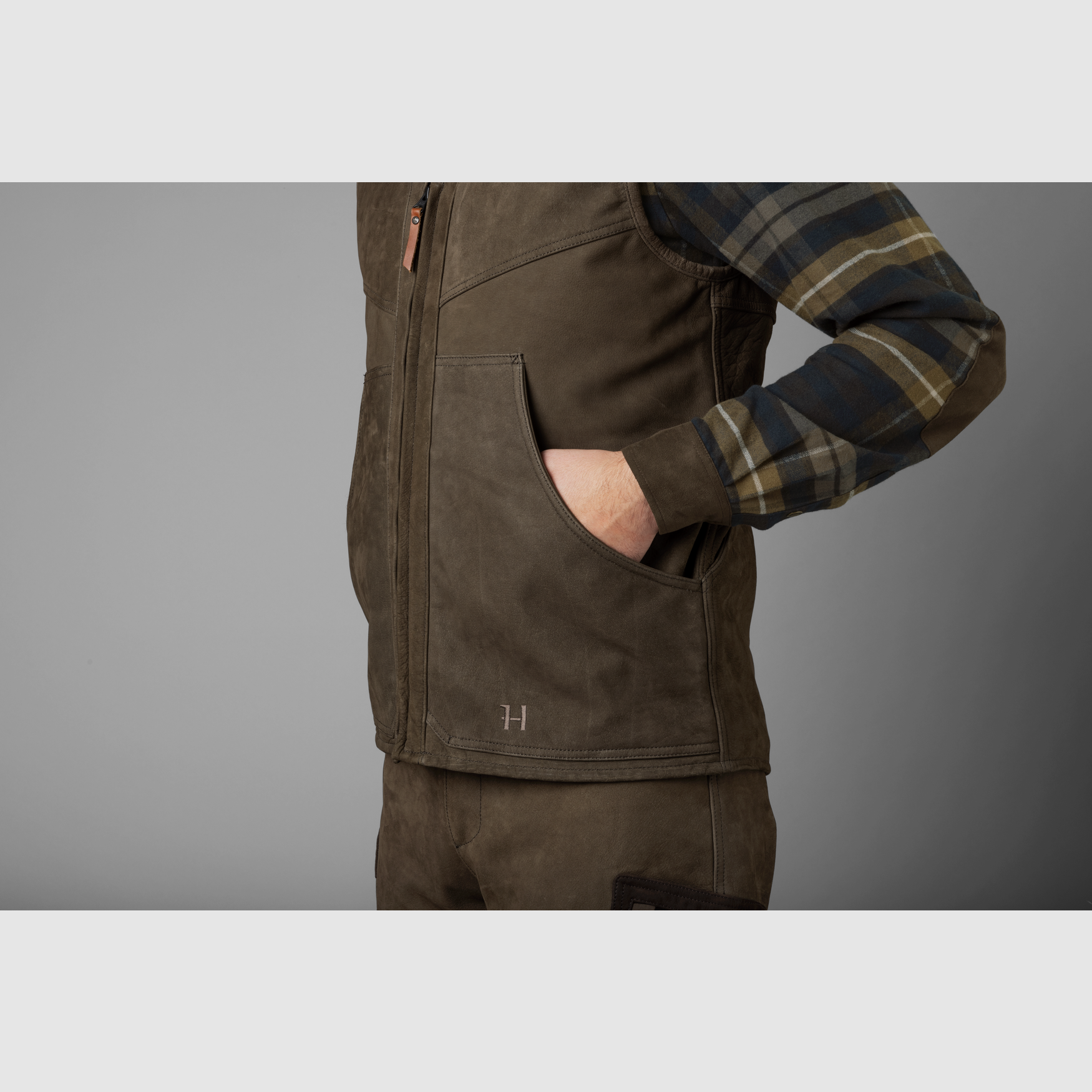 Härkila Pro Hunter leather waistcoat Willow green, billede 5 af 9