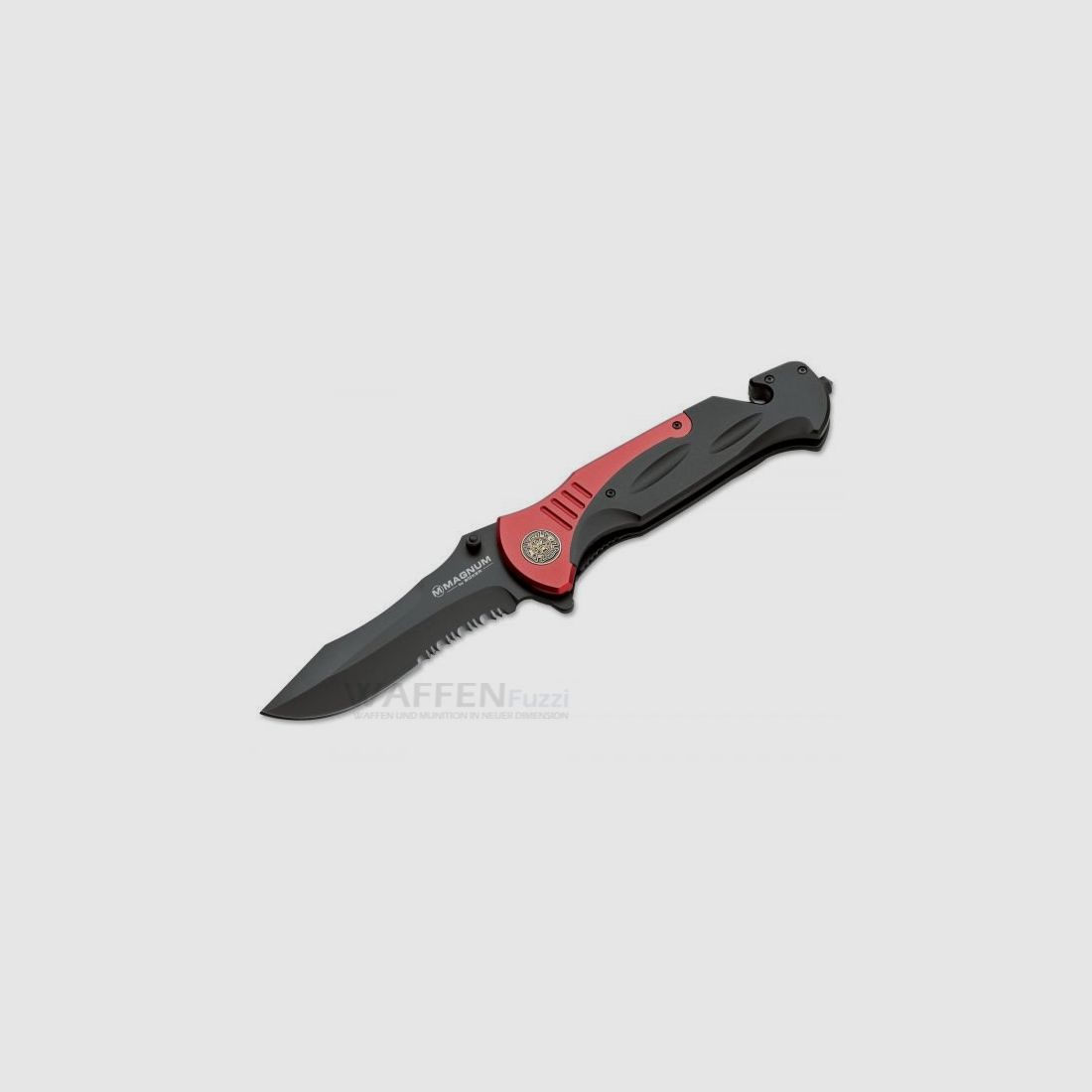 Cuchillo de rescate del jefe de bomberos no asistido negro / rojo