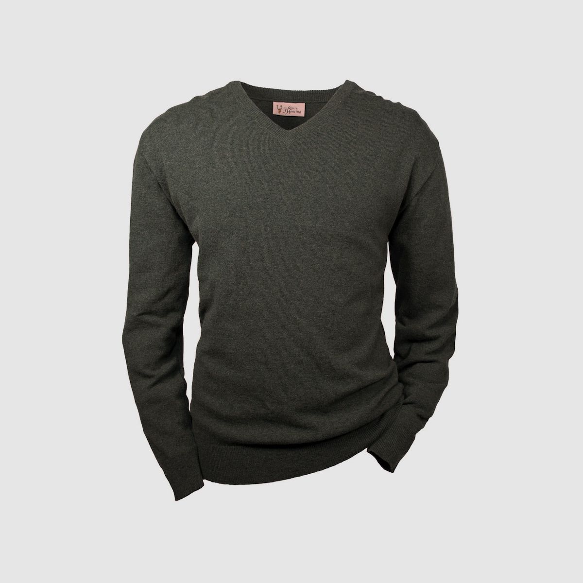 HUBERTUS Pullover Lambswool mit V- Auschnitt Oliv