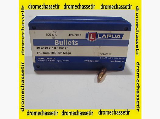 Pack of 100 Lapua MEGA .30 SP 150 grains Bullets Ref. E469