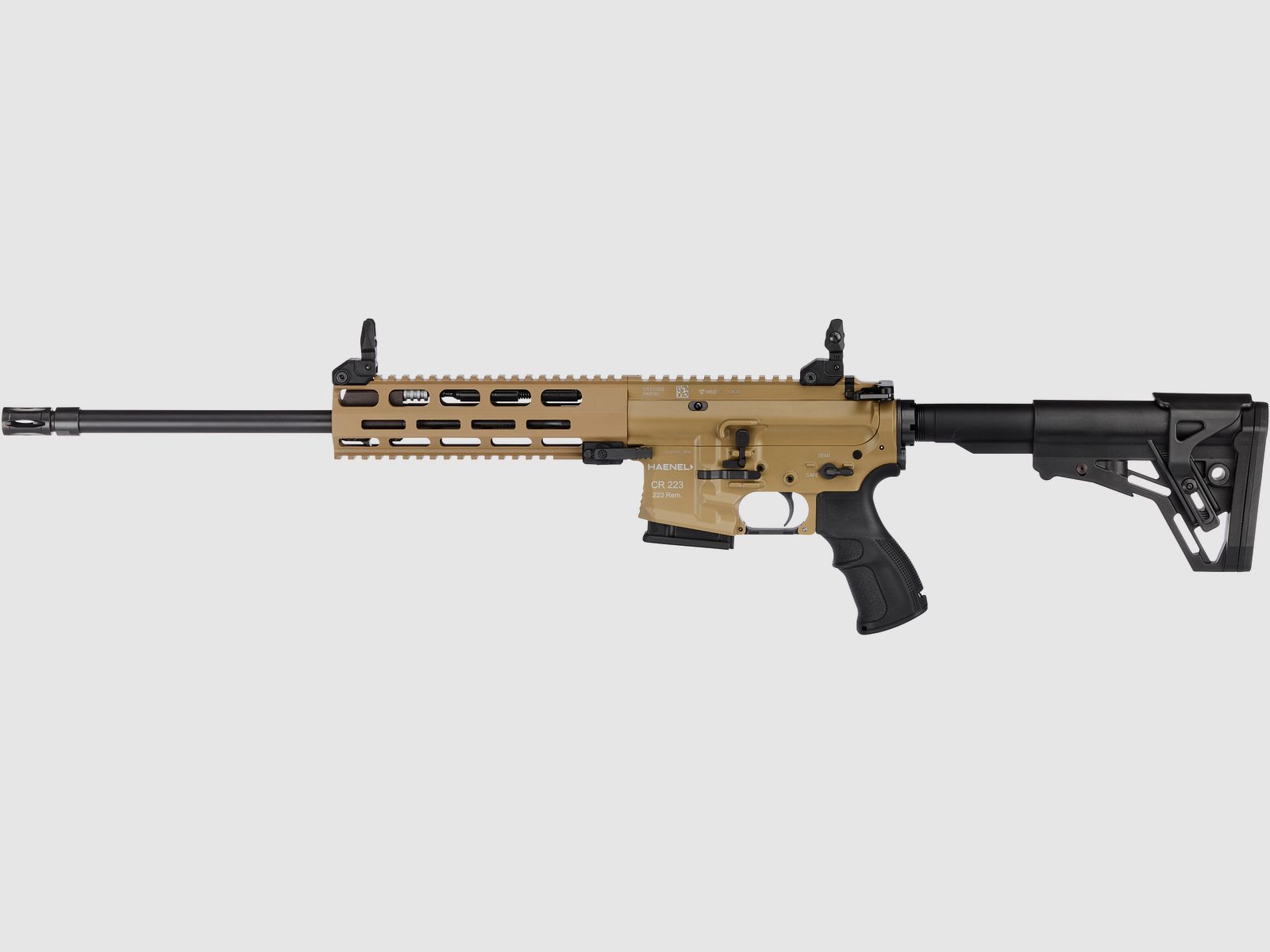 Haenel CR 223 M-LOK Handguard Barrel Length 423 mm | Match Trigger | Short Handguard | Sand Color | Sport Approved, Cal. .223 Rem.