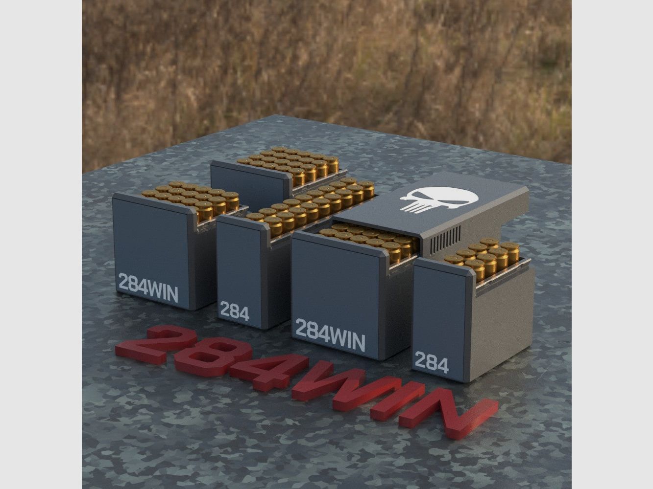 Filamelt scatola per munizioni / Scatola per munizioni .284 WIN - scatola per cartucce per 50 colpi, Made in Germany