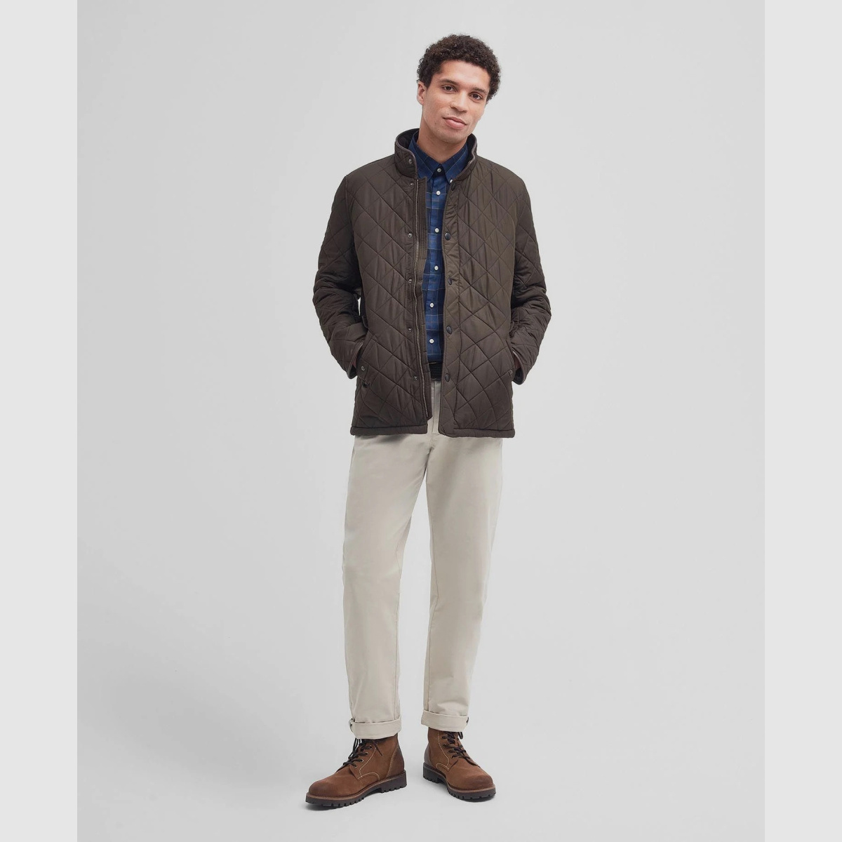 BARBOUR quilted jacket Powell Olive