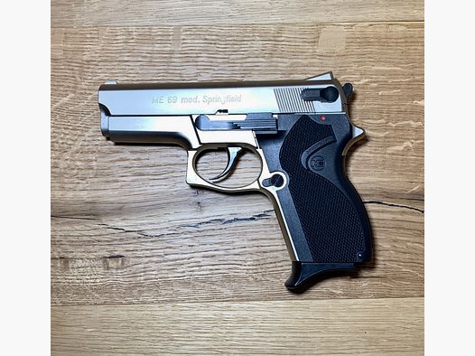 ME 69 Springfield (Mini Para) Signalpistole, Matt vernickelt, 9mm P.A.K., (S&W Mini Gun Nachbau)