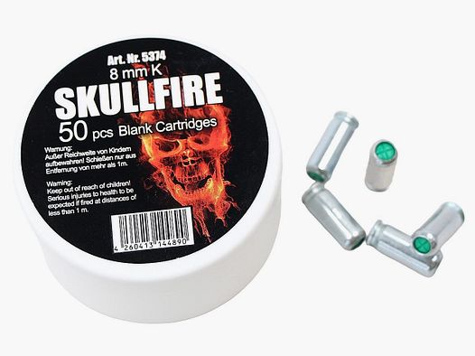 Diverse cartucce a salve per armi SRS cal. 8 mm K Skullfire 50 pz per pistole a gas