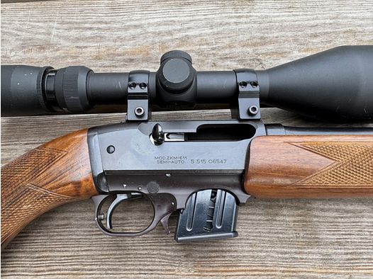 Self-loading rifle ZKM-611 in .22 Magnum, with scope and mount