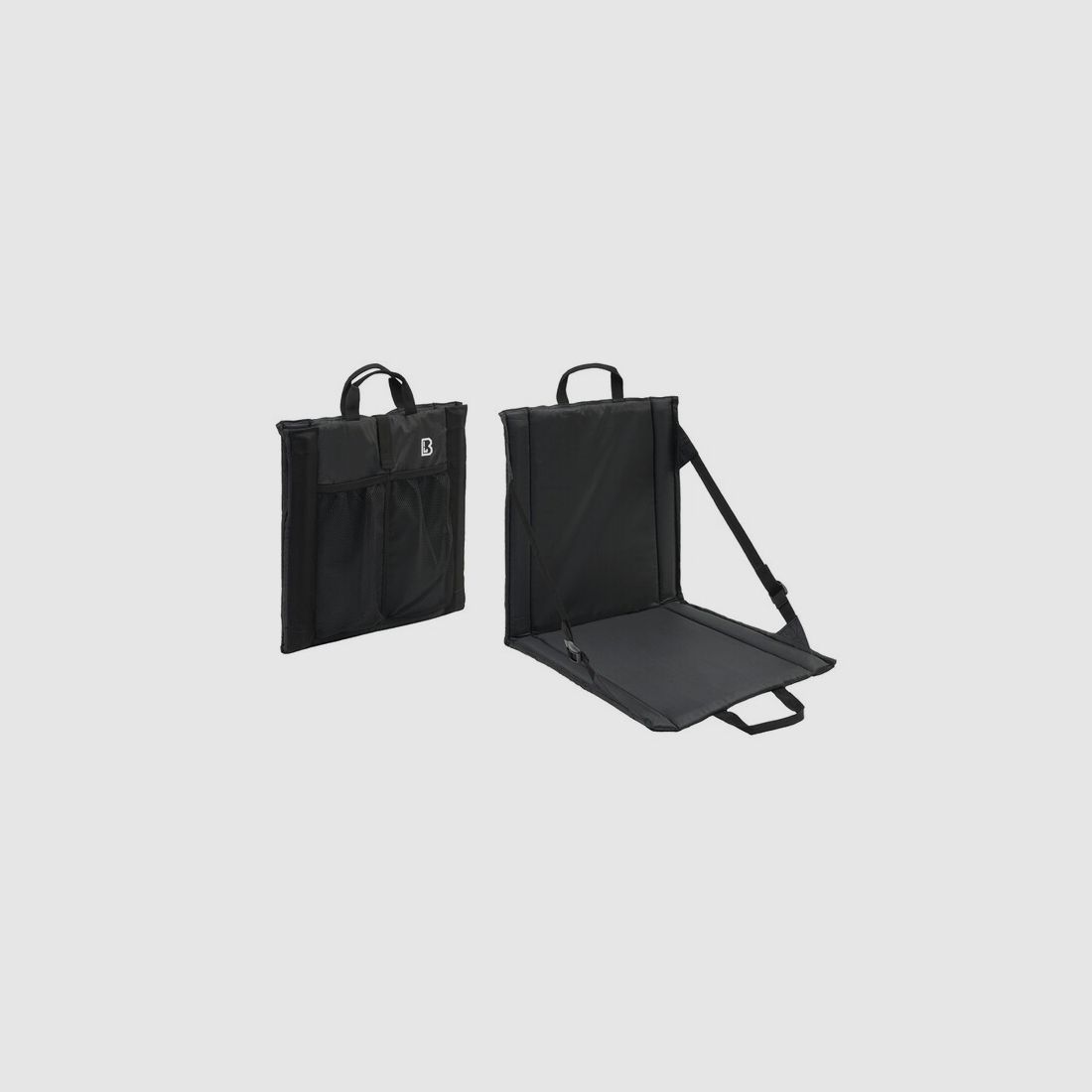Faltsitz mit Tragegriff + Netztasche für 2 Getränkeflaschen - Schwarz