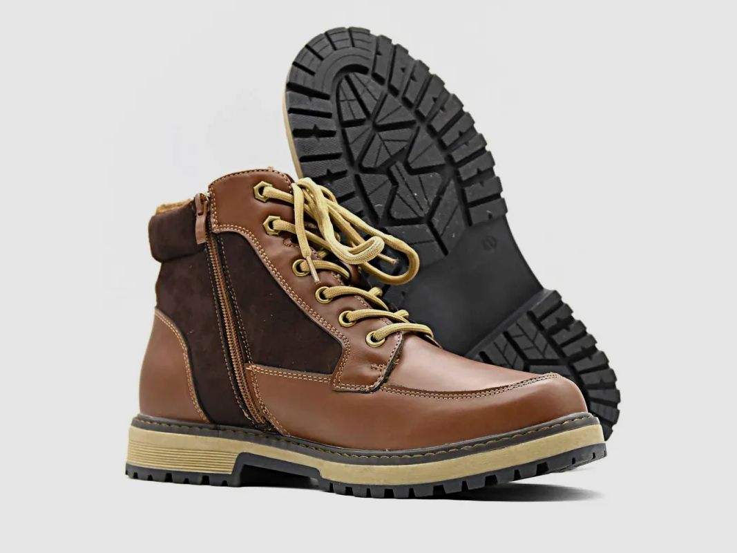 Bottines à lacets marron PU microfibre doublure polaire, image 11 sur 12