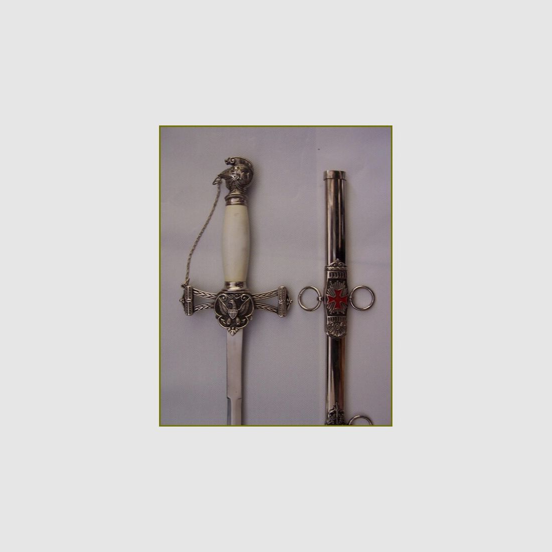 Ritter von St. John Freimaurer Schwert Adler Wache Kette 37.5"
