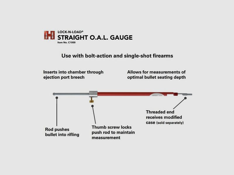 Hornady OAL Gauge straight gauge #C1000 for repeaters & single shot