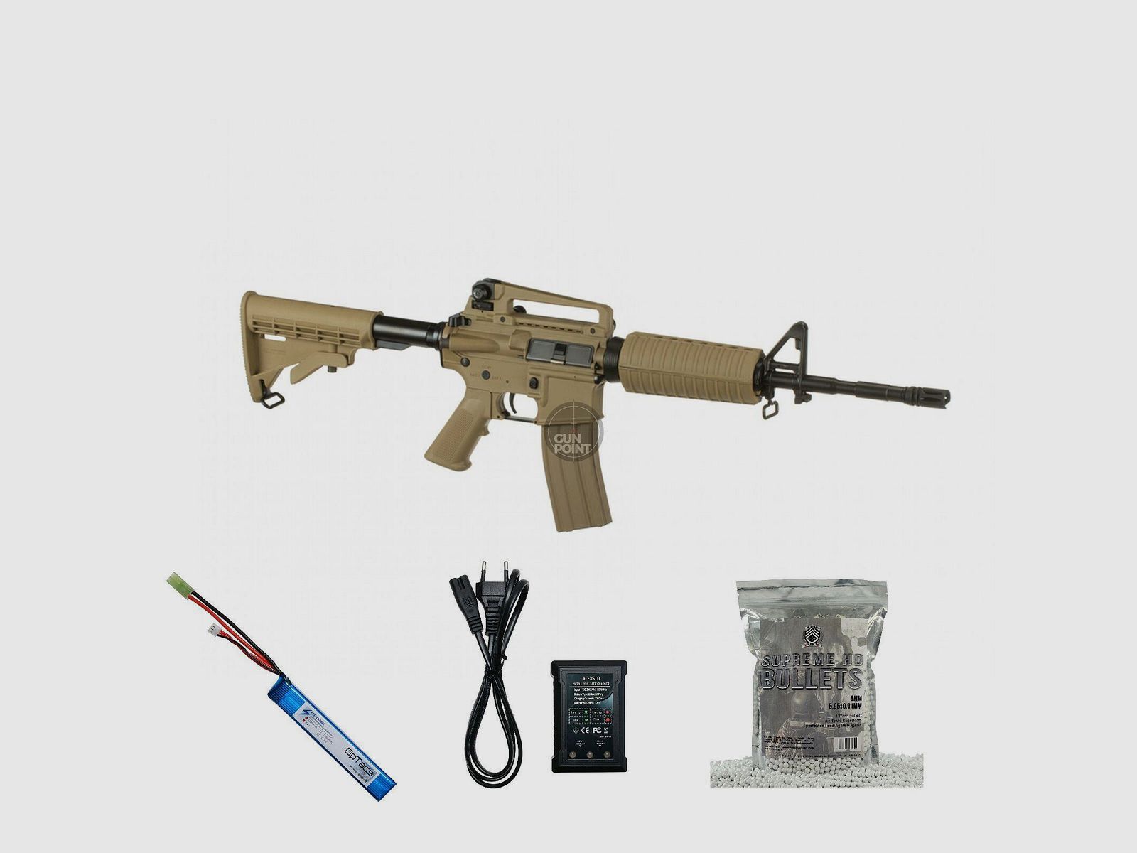 SET !!! Softair - Gewehr - G & G M4 CM16 Carbine - ab 14, unter 0,5 J - Desert