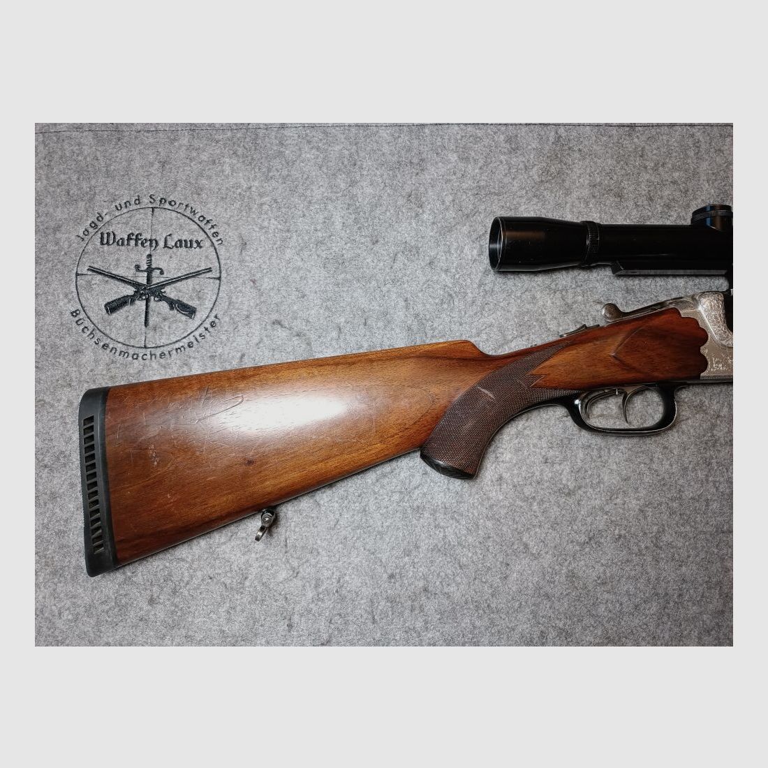 Escopeta de doble cañón Meuter Solingen similar al modelo Heym 55 con mira 6x42