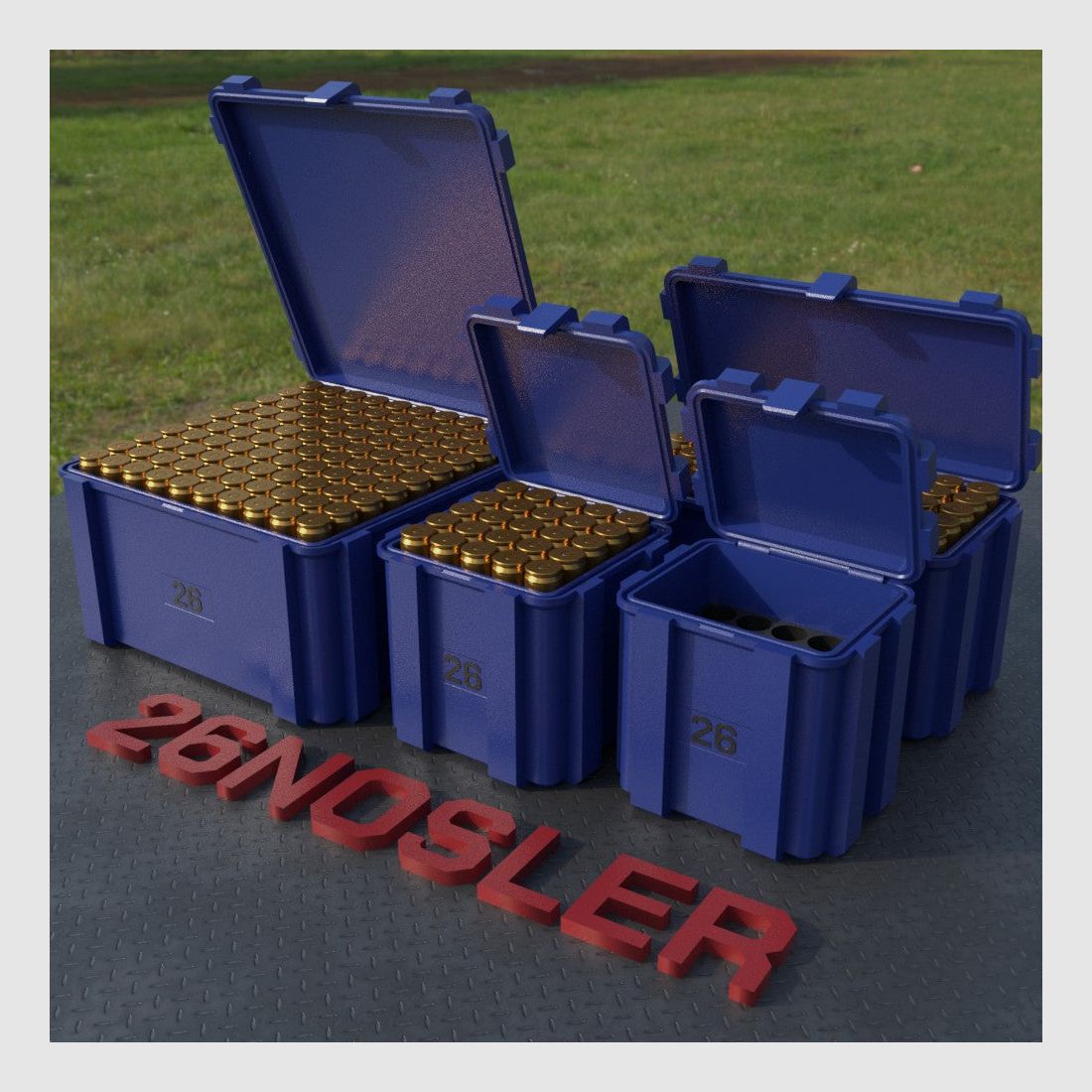 Boîte à munitions Filamelt / .26 Nosler / 'couvercle rabattable' / boîte de cartouches, boîte à munitions