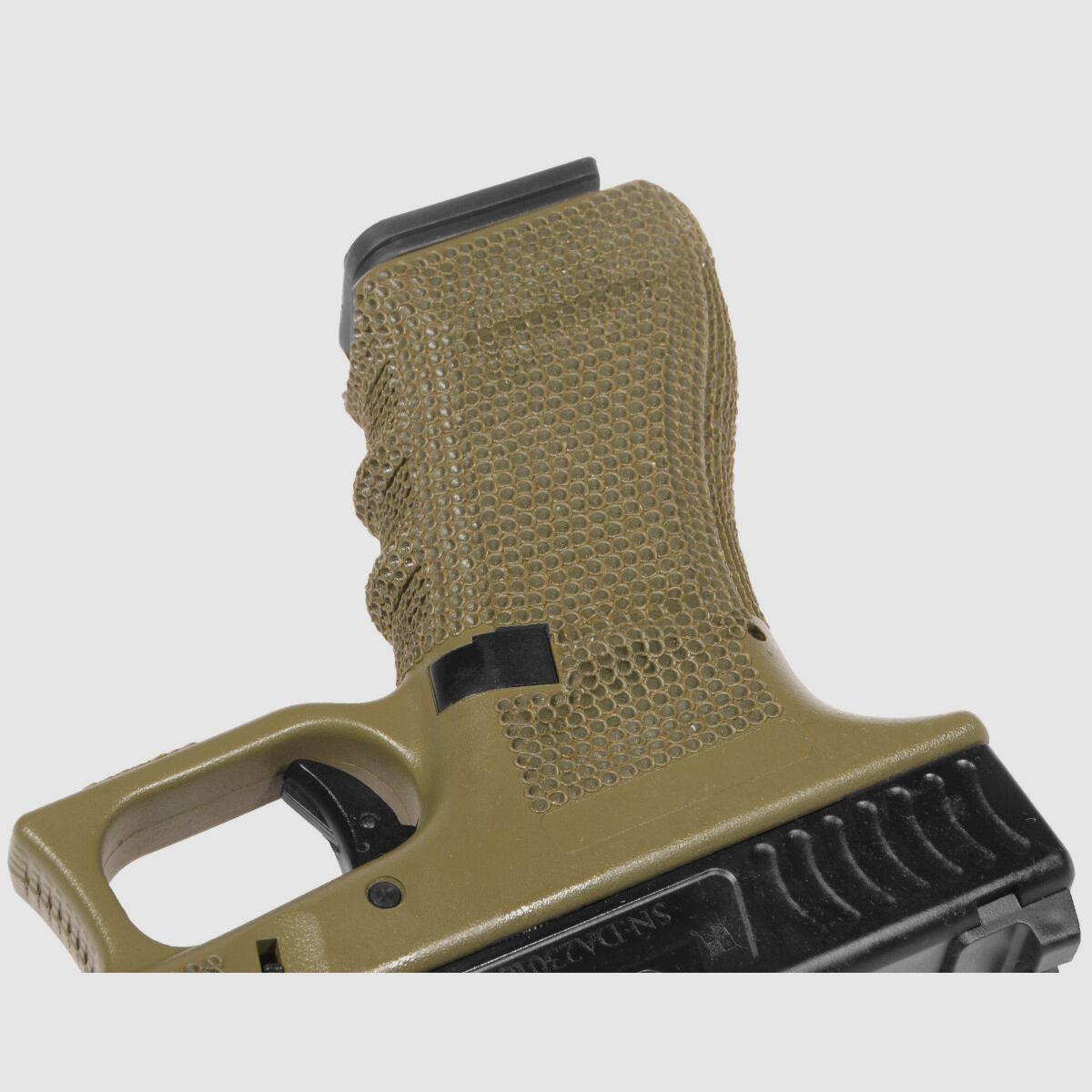P01 GBB Airsoft Pistol with Grip Stippling in Olive | Delta Armory