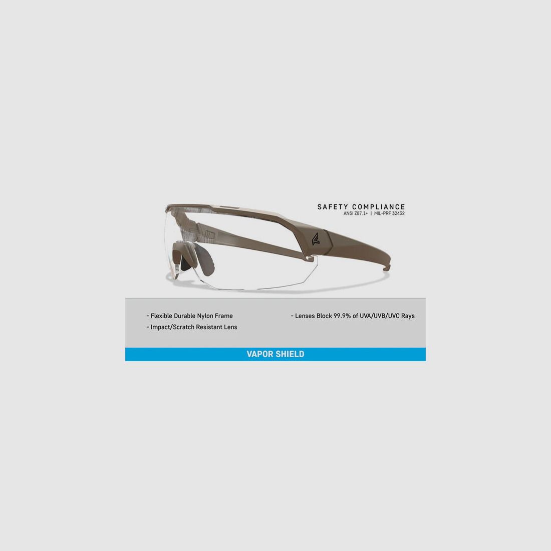 Schiessbrille ARC LIGHT, Tan499 Frame / Clear Vapor Shield Lens (AL21VS), Bild 4 von 5