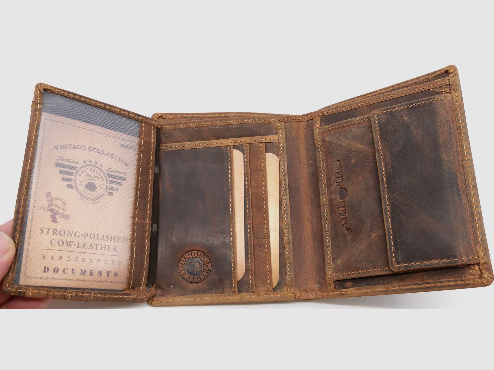 Greenburry Leder Geldbörse braun Vintage Animal Collection Hirschkopf Royal Stag 1701-RS-25