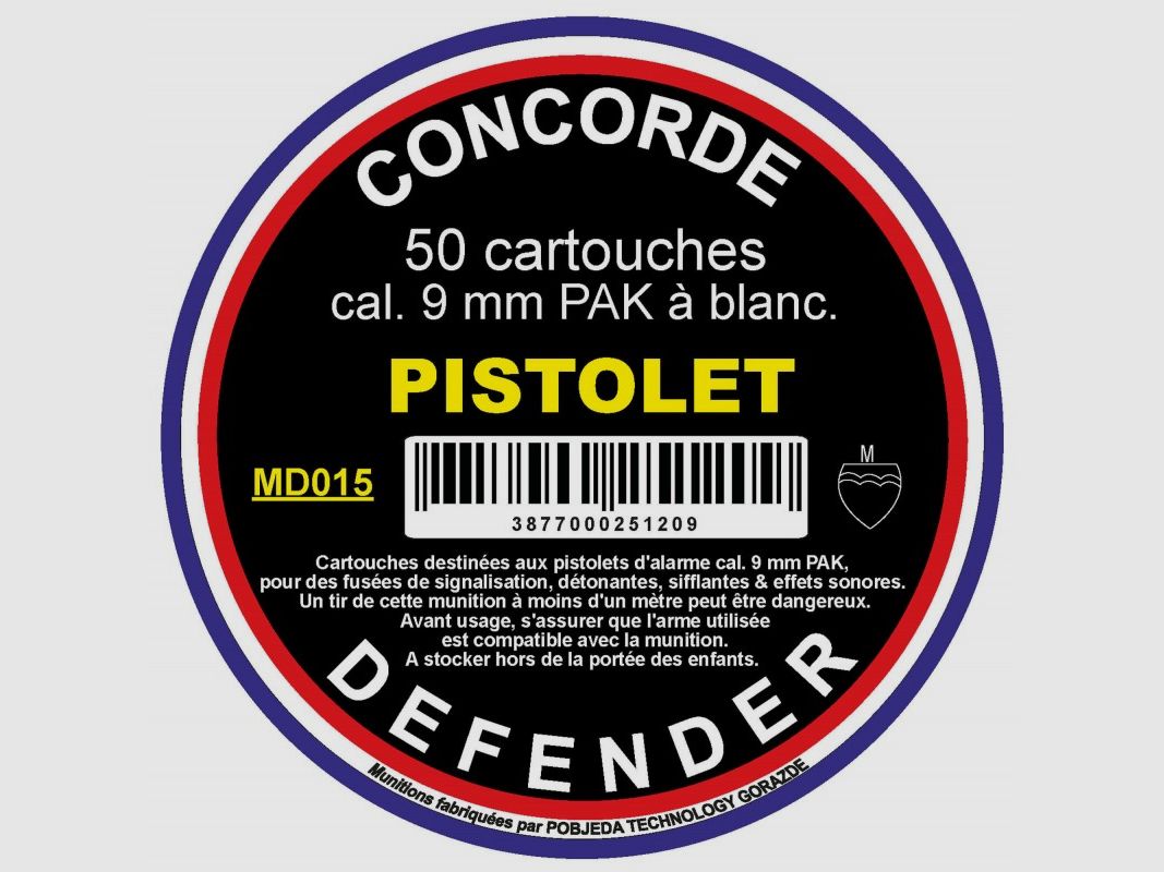 concorde defender - Box mit 50 Patronen Kal. 9 mm PAK Platzpatronen