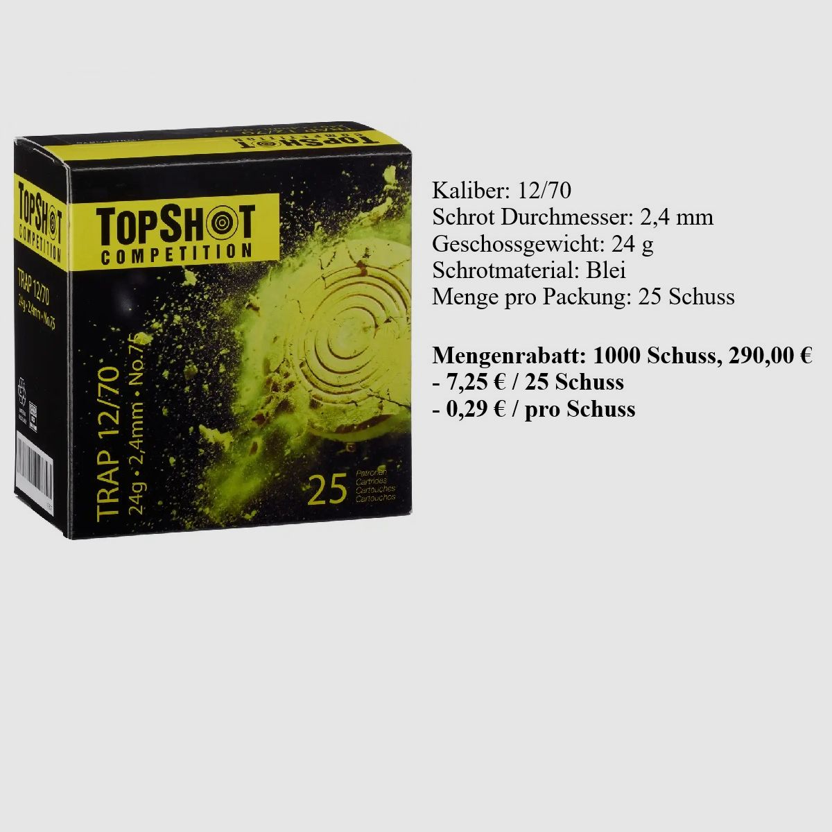 TOPSHOT Competition 12/70 Trap 2,4mm 24g, KEIN VERSAND