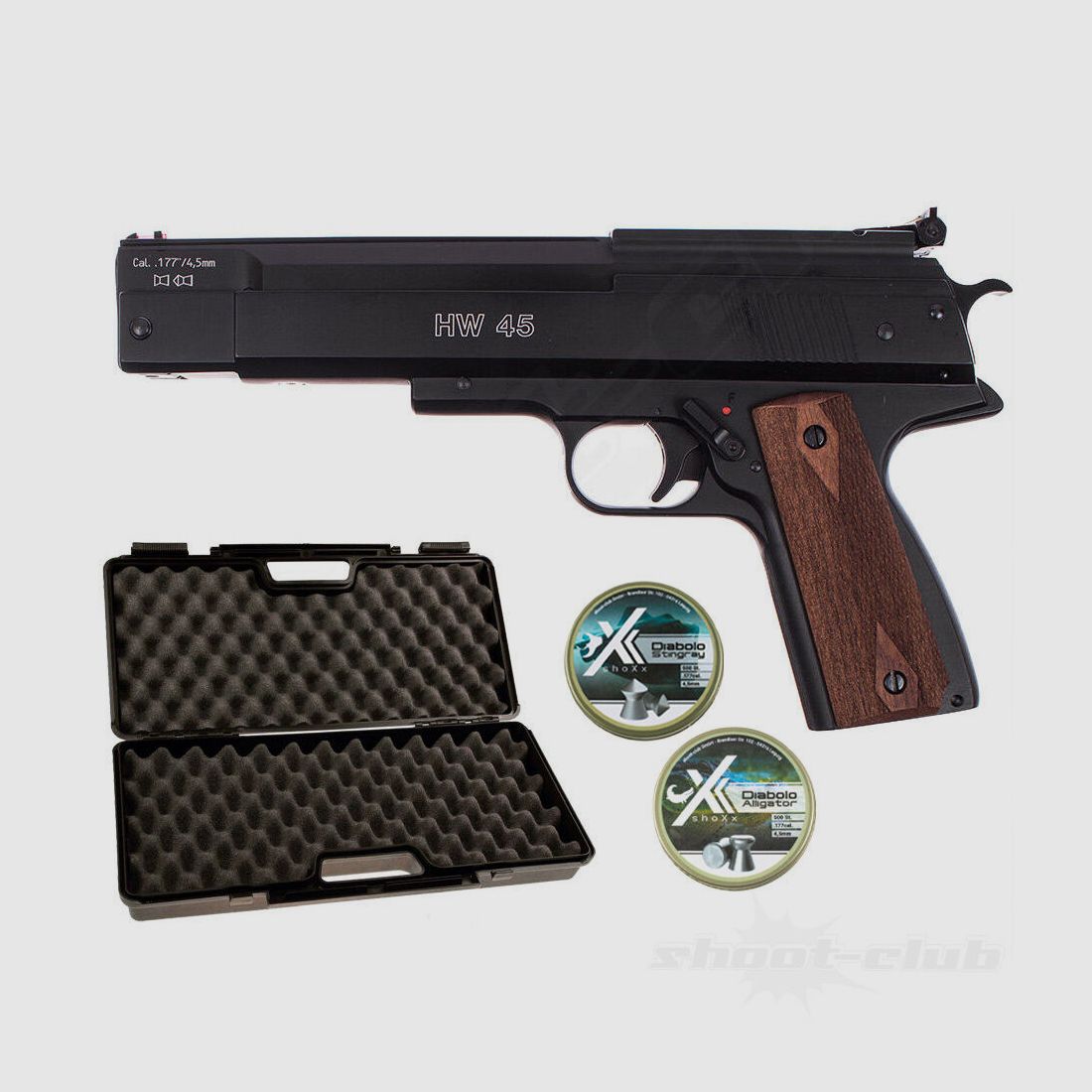 Weihrauch HW 45 air pistol set 4.5mm - blued