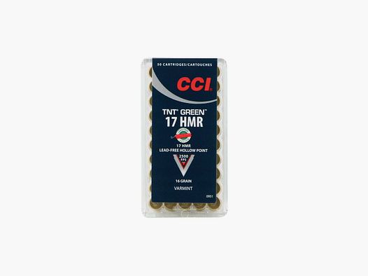 Boite de 50 cartouches CCI TNT green hp cal.17hmr HP 16gr