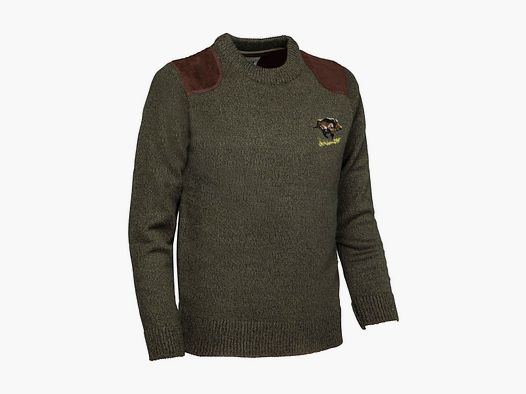 Percussion Pullover mit Stickerei Khaki-Wildschwein