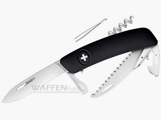 SWIZA Taschenmesser D05 Stahl 440 schwarzer Anti-Rutsch-Griff Säge und weitere 10 Funktionen