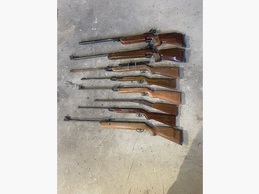 8x fucili ad aria compressa Konvolut Walther LGV Feinwerkbau 300 Diana materiale per hobbisti pezzi di ricambio