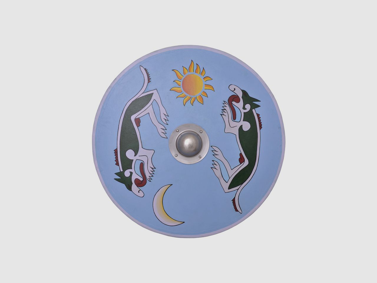 Viking round shield with Mánagarm and Sköll