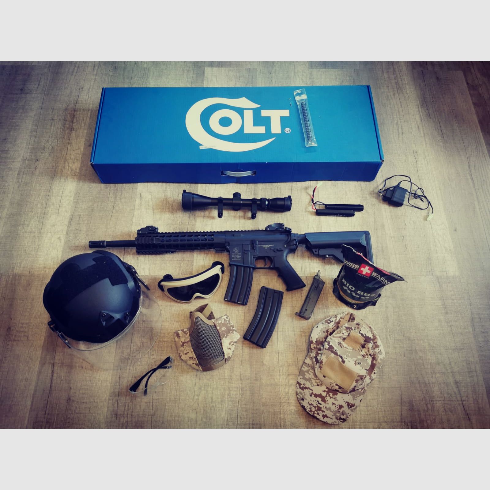 Softair m4 A1 Carabina Colt (semiautomática) Set completo (0.5-1 Joule)