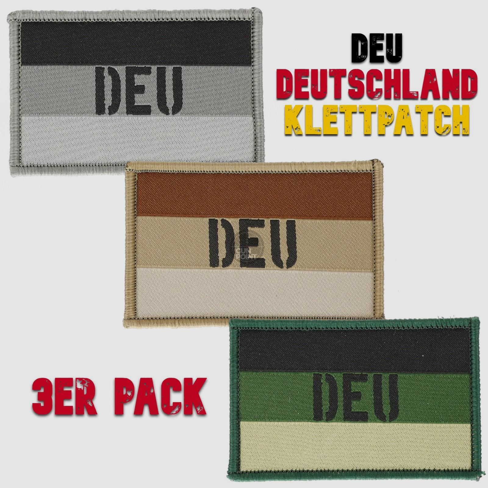OpTacs DEU Patch 3er Pack - Klettabzeichen Deutschland gewebt - grey, green, desert