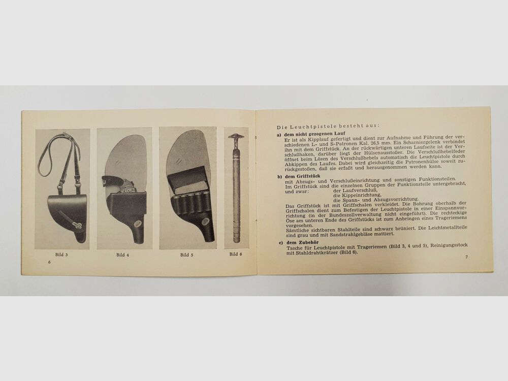 Instrucciones de uso de la pistola de luz Heym, tipo 3 de la fábrica de armas F. W. Heym - Münnerstadt, de 1959