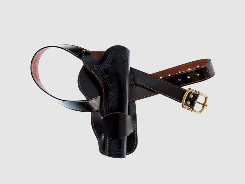 schwarzes Western GĂĽrtelholster aus Leder, LĂ¤nge 135 cm