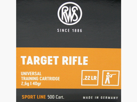 50 Stück / Schuss RWS .22 l.r. lfb KK Munition TARGET RIFLE 40grs 2,6g LRN Blei Rundkopf 330 m/s