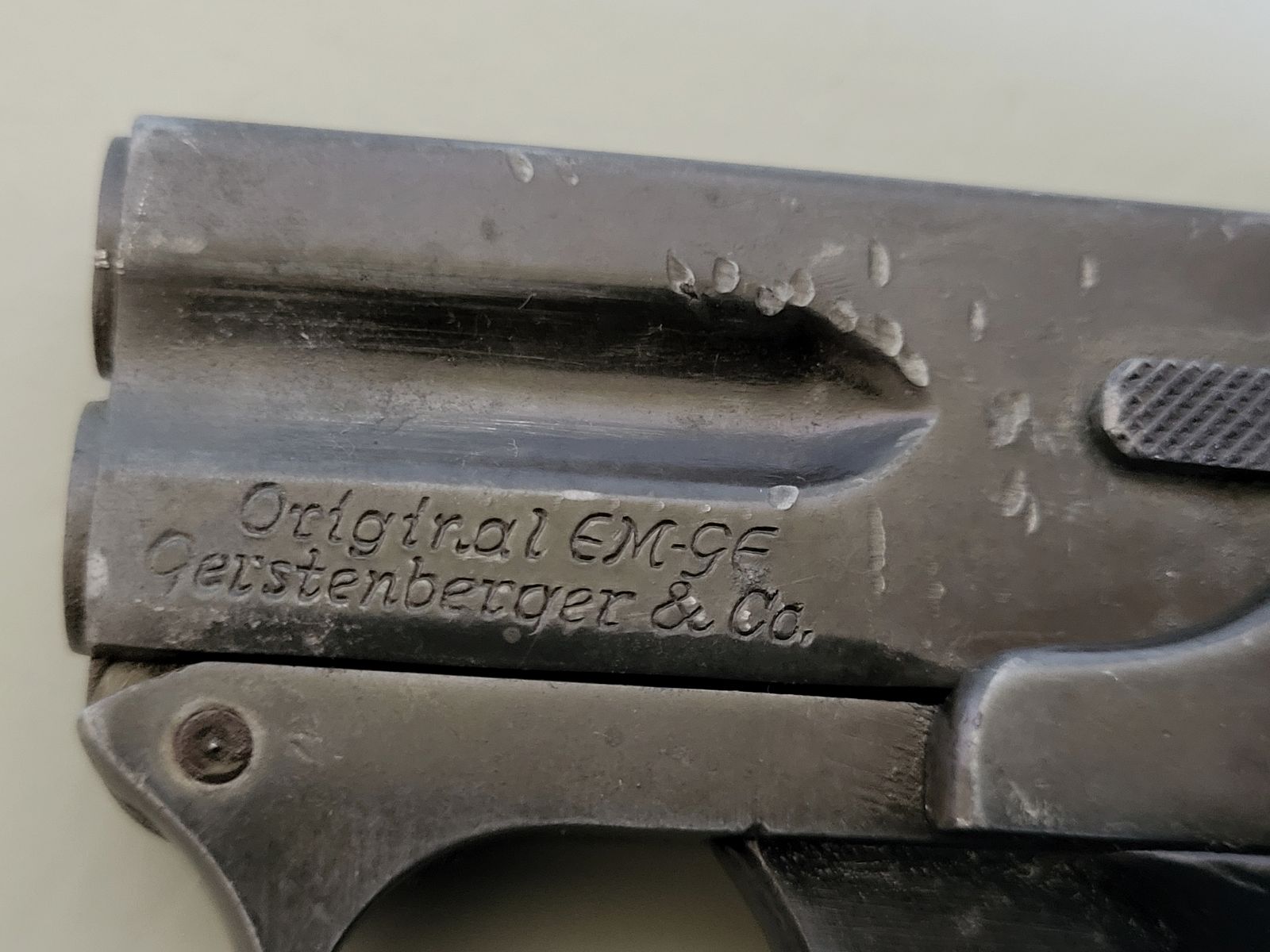 Coleccionista Pistola de gas Original EM - GE Gerstenberger & Co - Doble cañón - Derringer - Años 1950