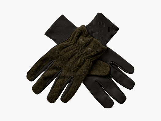 Rękawice Fleece Deerhunter z Skórzanym Wzorem Zielonym L