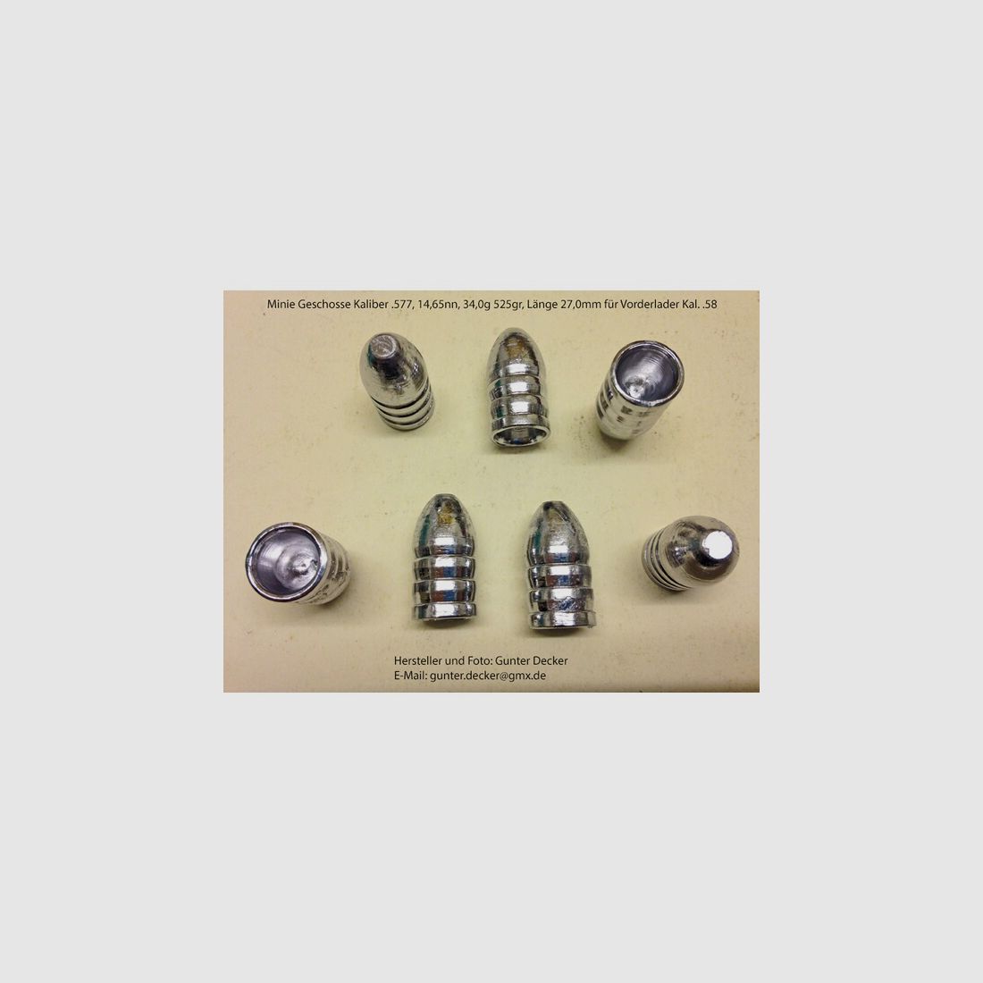 Minie Geschosse Kaliber .577 14,66mm 525gr für Vorderlader Gewehre Kaliber .58