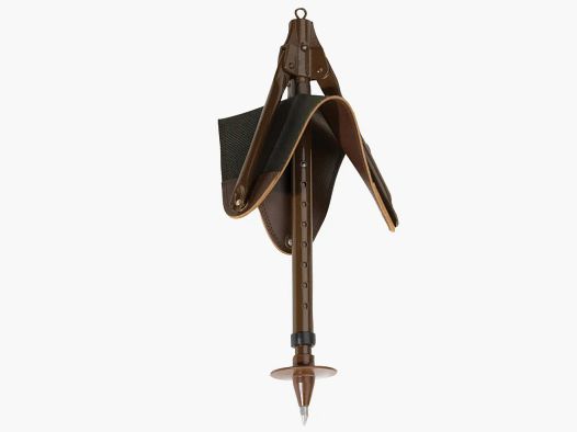 Adjustable tripod hunting seat with brown leather seat