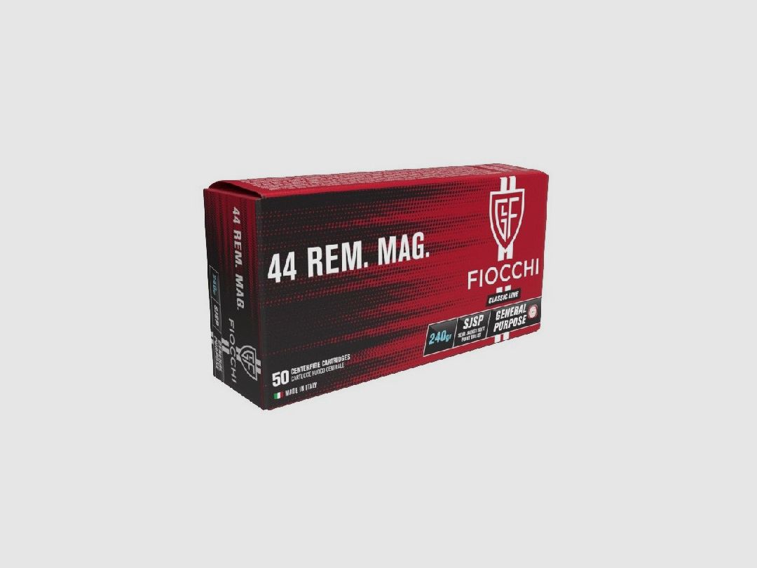 BOX MIT 50 PATRONEN FIOCCHI CAL.44REM MAG SJSP SOFT POINT 240GR, Bild 1 von 2