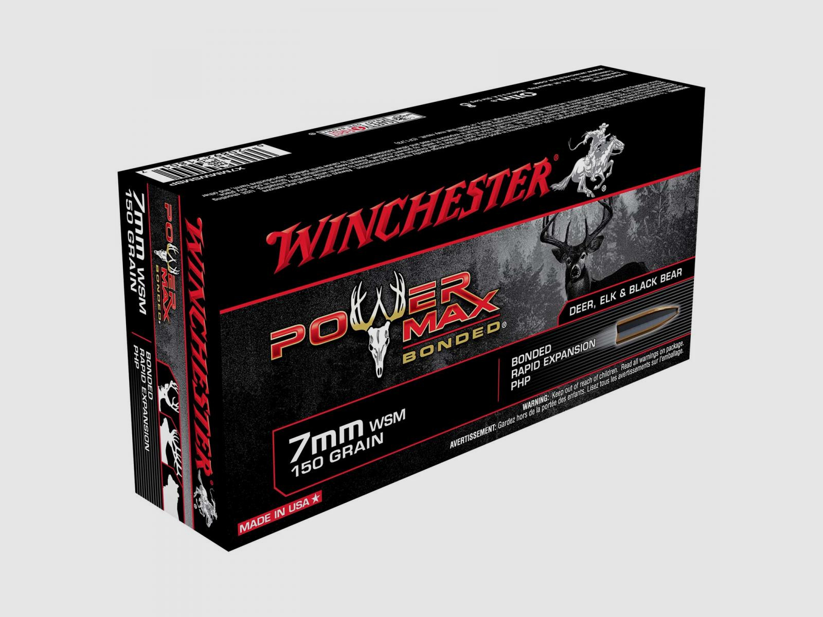 Winchester Power Max Bonded 7mm WSM 150GR Bonded Rapid Expansion PHP 20 cartuchos