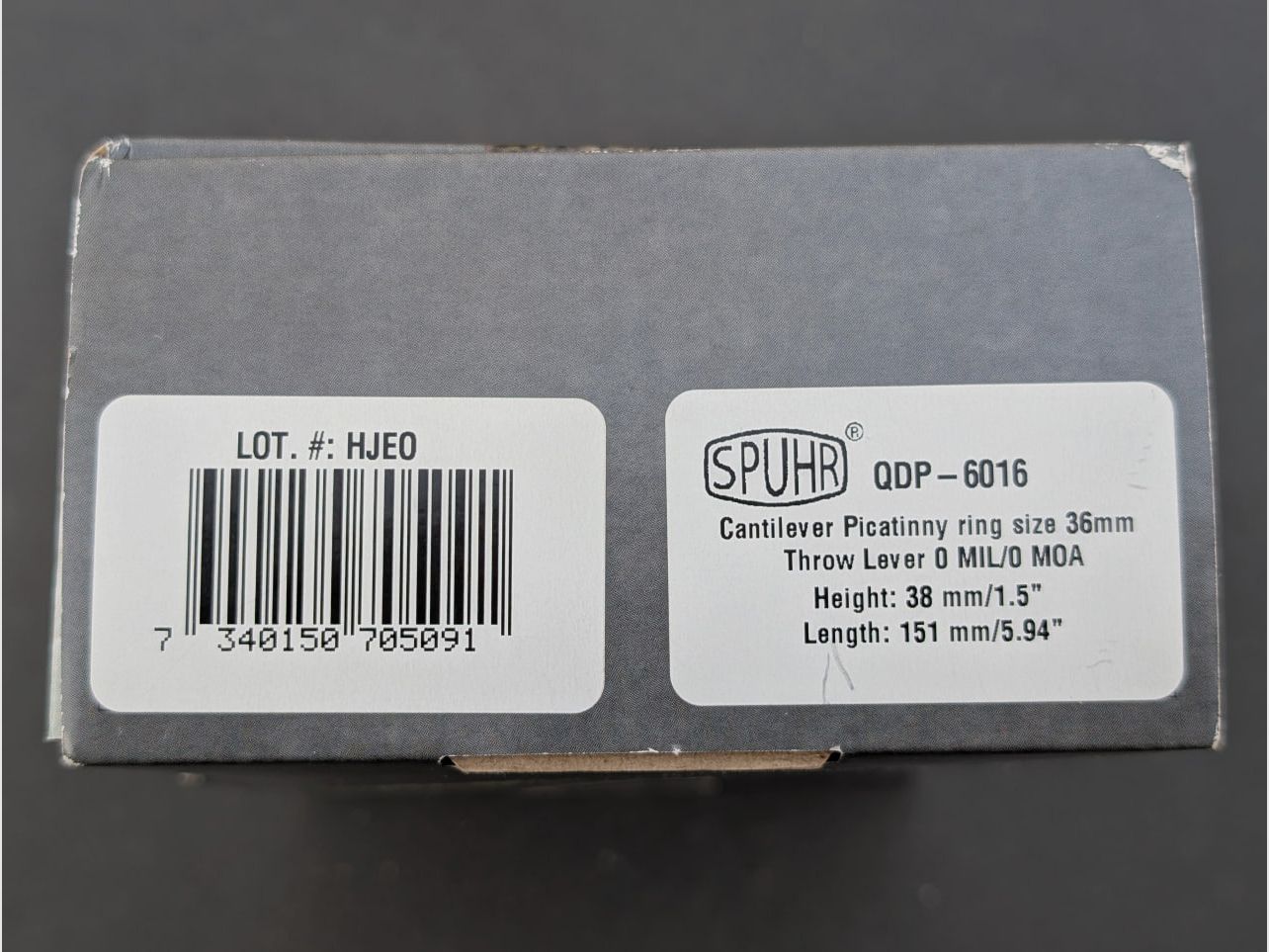 Spuhr Montage, QDP Blockmontage  für Picatinnyschiene, Quick Detach, Cantilever, 36mm Ringe