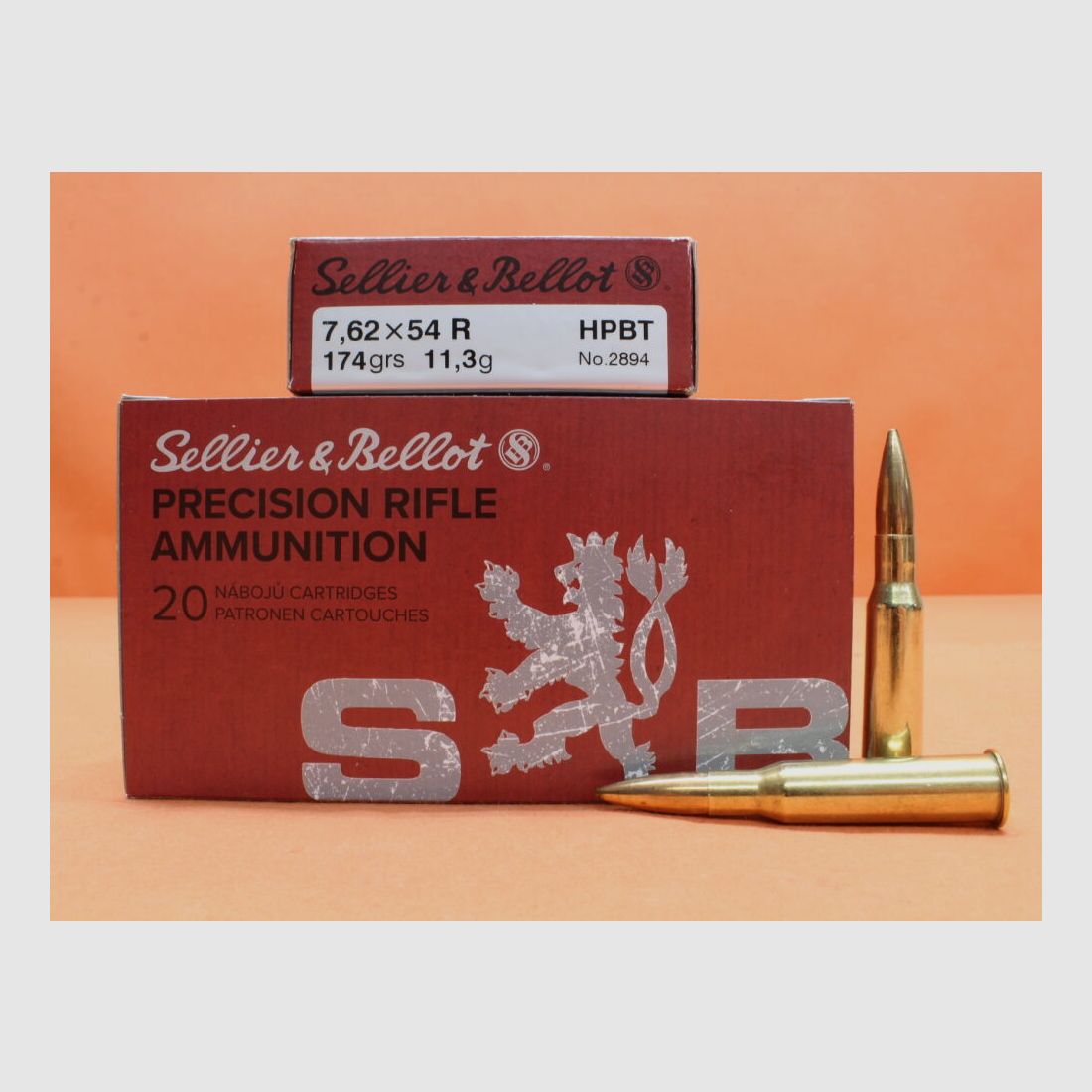 Sellier & Bellot Cartuccia 7,62x54R S&B/ Sellier & Bellot 174grs HPBT Match OTM (2894) VE 20 cartucce/ 11,3g proiettile hollow point boat tail match