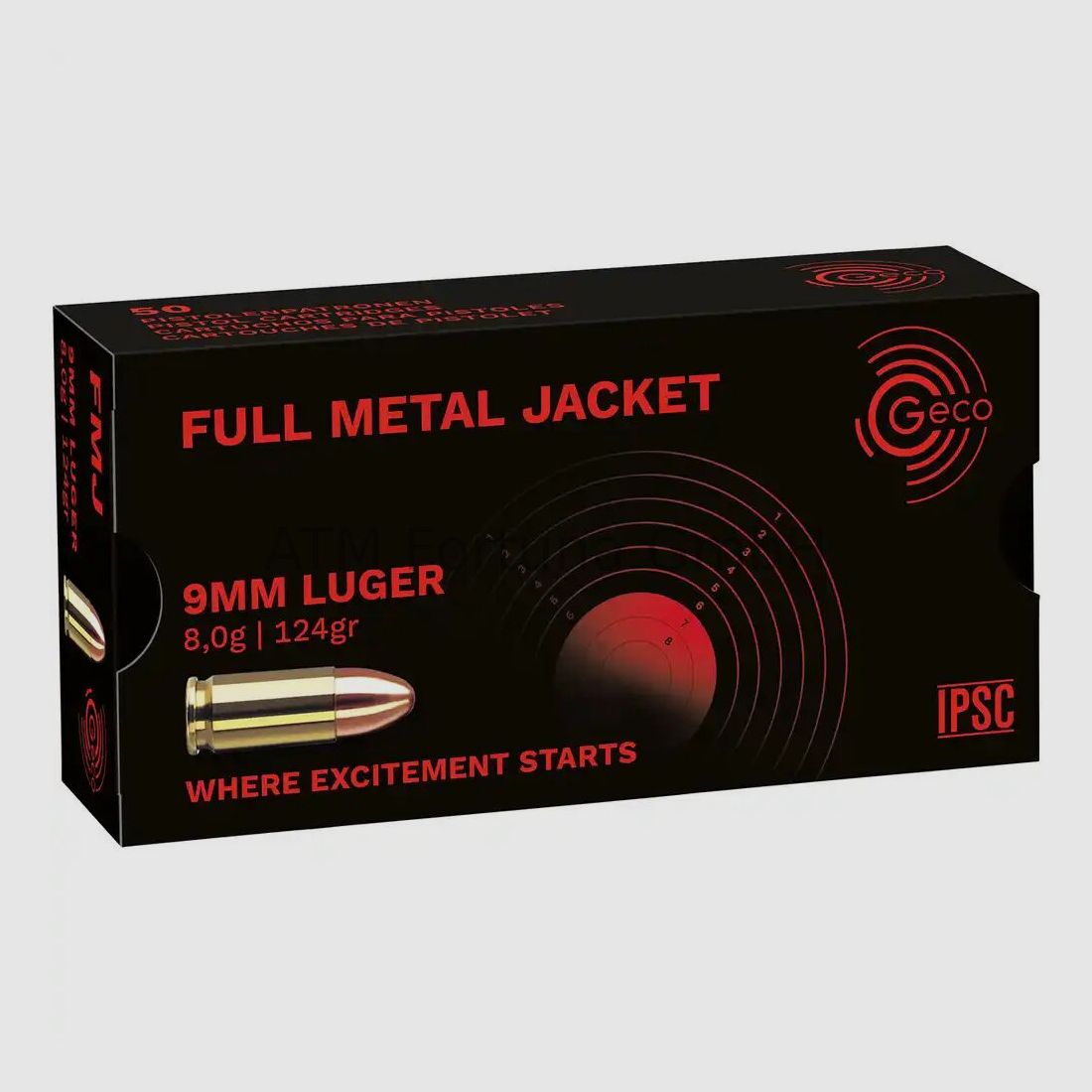 GECO 1000 Stück 9 mm Luger Vollmantel 8,0g/124grs.