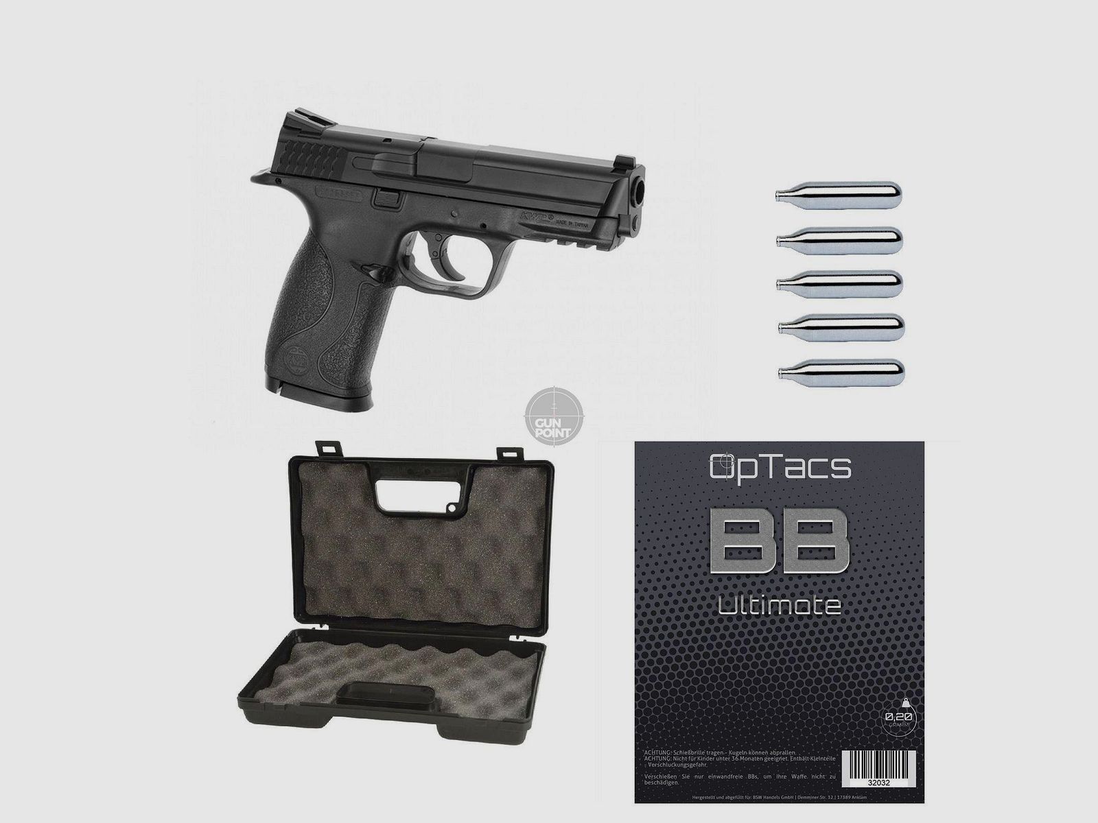 SET !!! Airsoft - Pistool - KWC - M&P V2 Co2 NBB - vanaf 18, meer dan 0,5 Joule